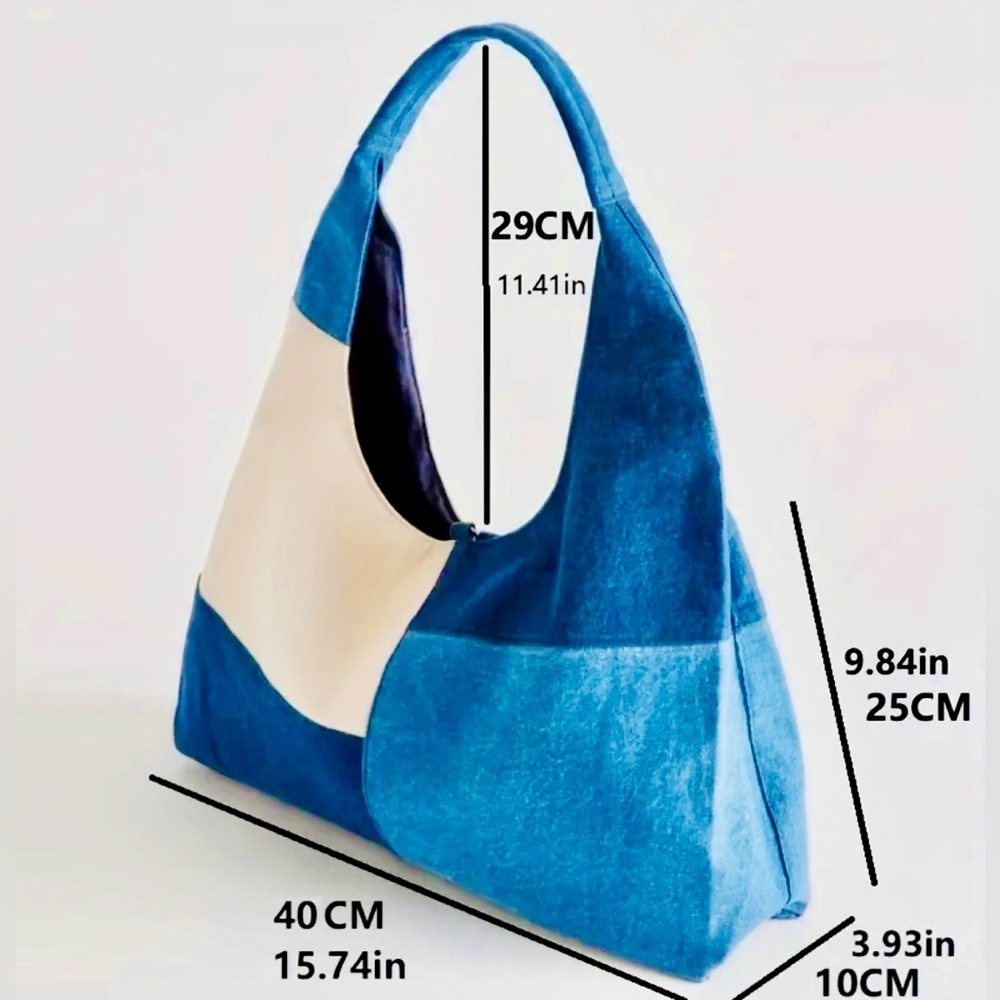 Stylish Blue and Cream HOBO Women's Bag - Picture 6 of 14